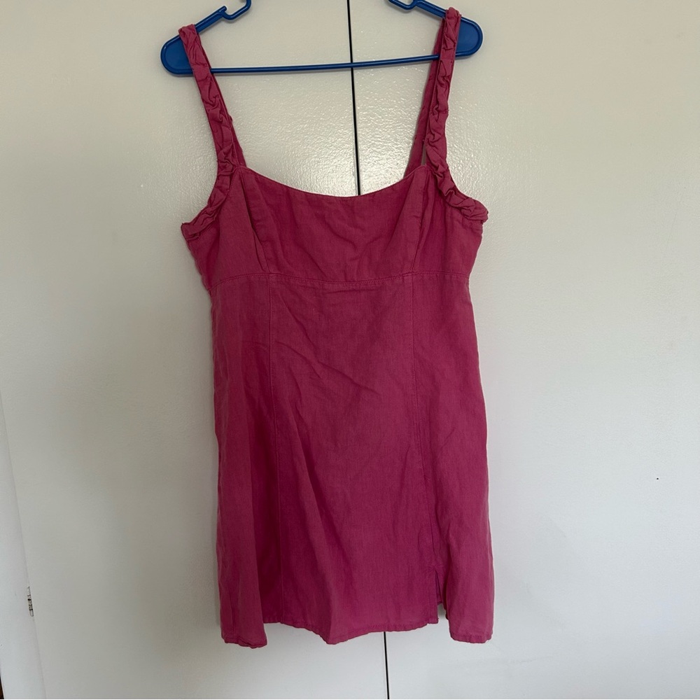 Zara pink linen mini dress